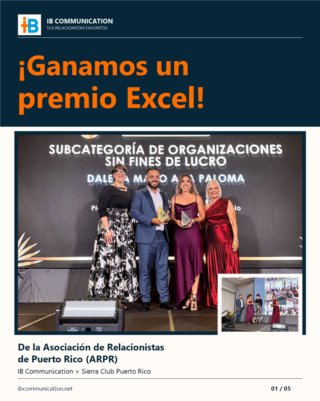 Ganamos un premio Excel, reconocimiento a IB Communication y Sierra Club Puerto Rico en la gala de la ARPR.