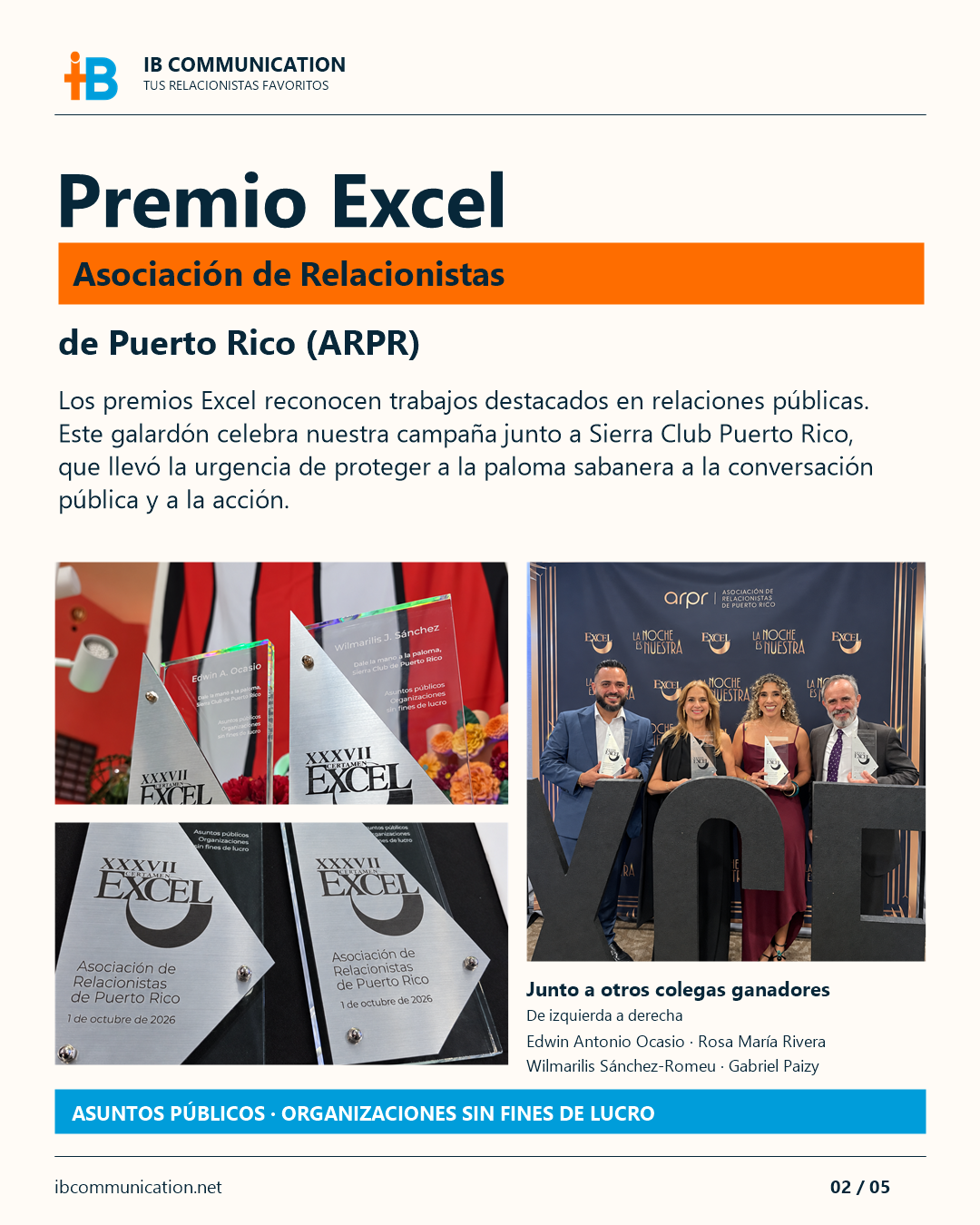 Premio Excel de la Asociación de Relacionistas de Puerto Rico, Asuntos Públicos, organizaciones sin fines de lucro.